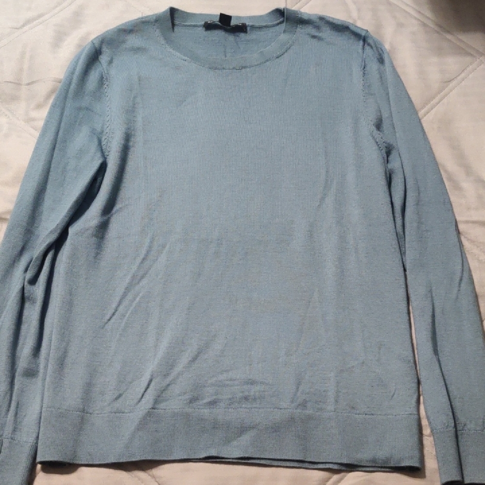 Katherine Barclay Blue Crewneck Sweater Lightweight Knit
